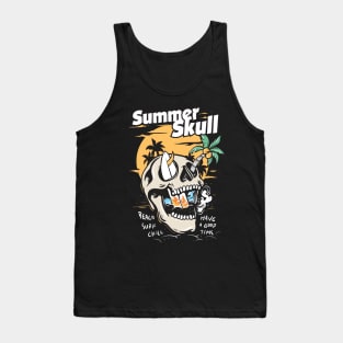 Summer Skull Concept Vector Art Tank Top